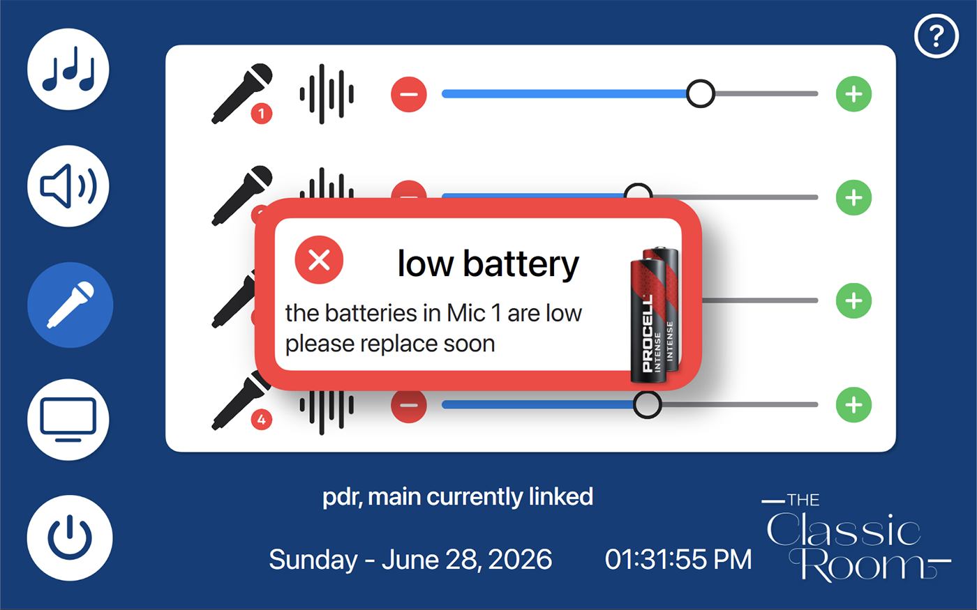 Low battery screen
